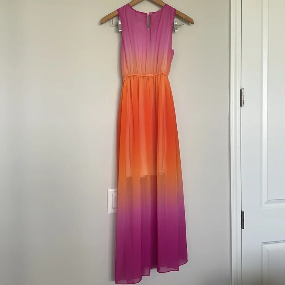CWD Kids pink and orange sleeveless ombre maxi dress Sz 18